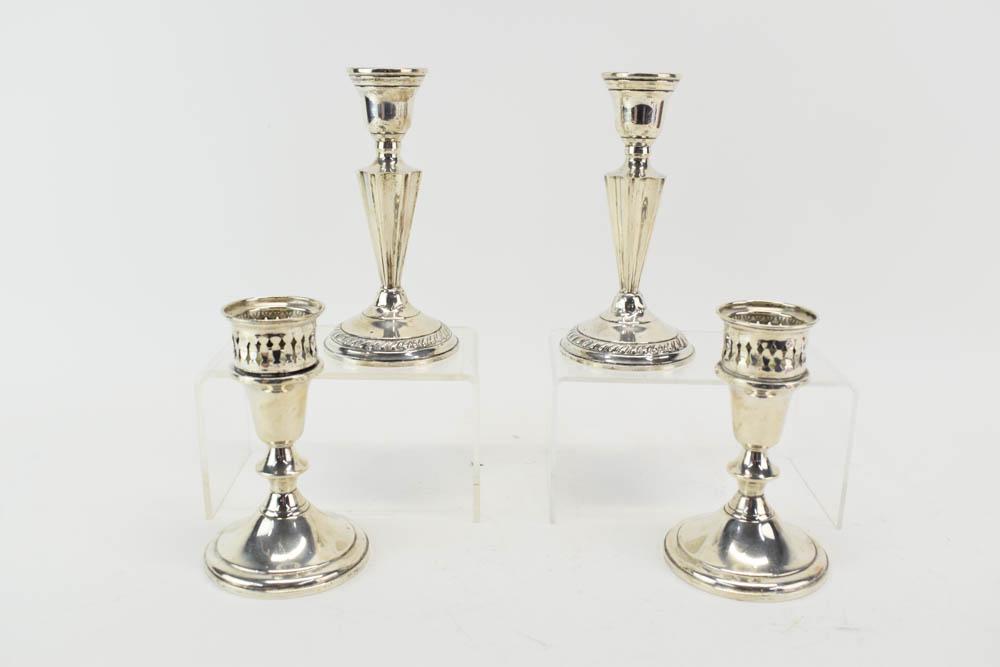 Two Pair of Sterling Silver Weighted Candlesticks (1 of 8)