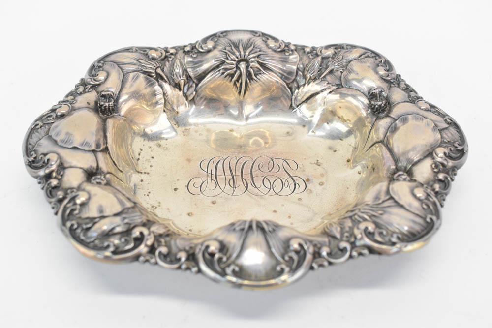 Whiting Sterling Silver Ornately Chased Oval Dish (1 of 4)