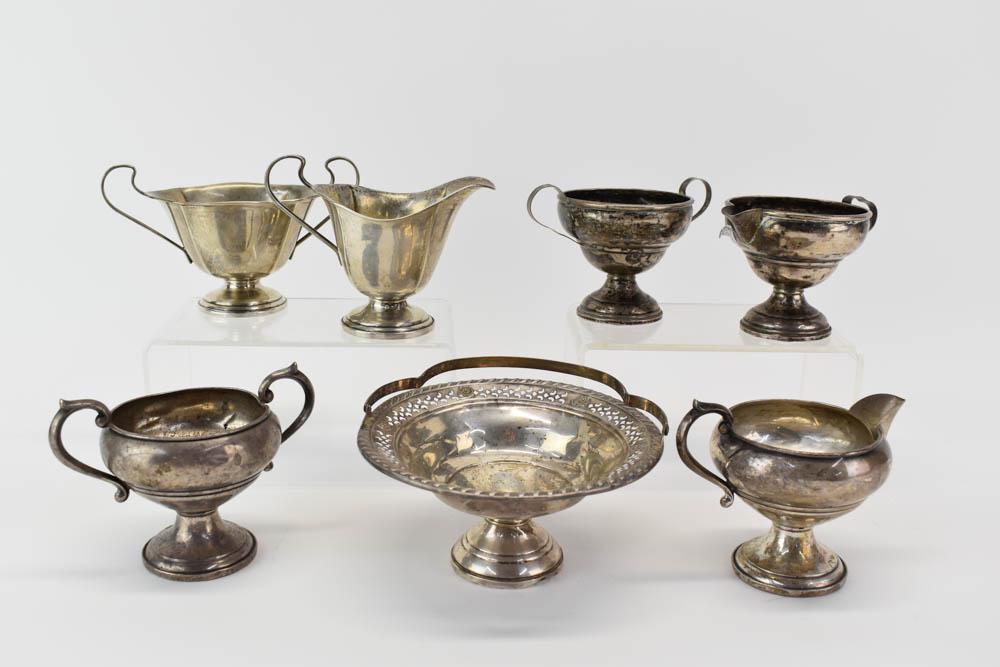 Three Pair of Sterling Silver Sugar & Cream Sets (1 of 9)