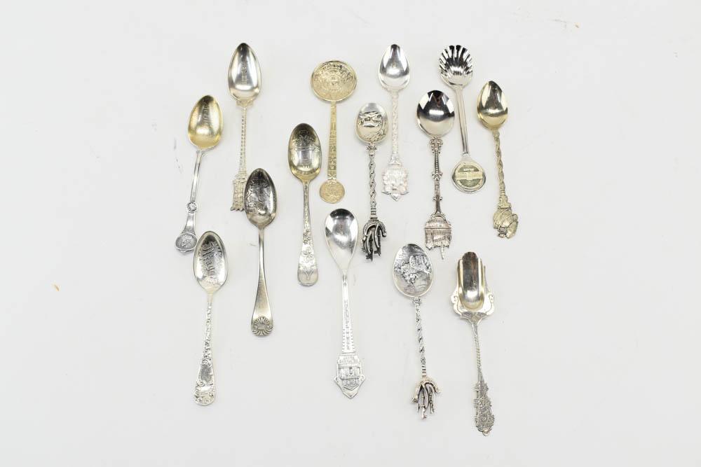 Group of Silver Plated Souvenir Demitasse Spoons (1 of 9)