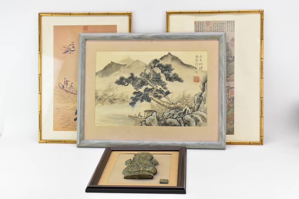 Group of Four Assorted Asian Artworks (1 of 6)