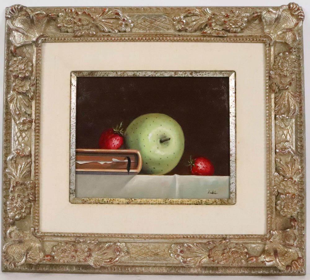 Oil on Masonite, Apple, Strawberries & Book (1 of 7)