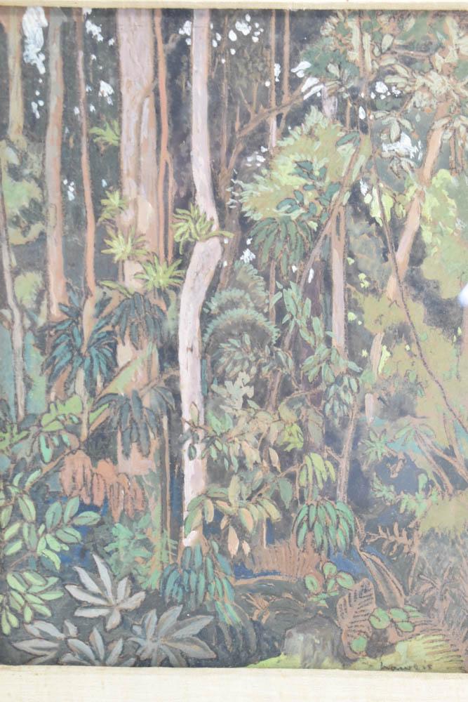 Stephen Haweis Gouache on Board of Forest: Stephen Haweis Gouache on Board of Forest signed lower right Haweis. Used condition, not examined outside frame. Frame size 16 1/8" x 19 1/2"