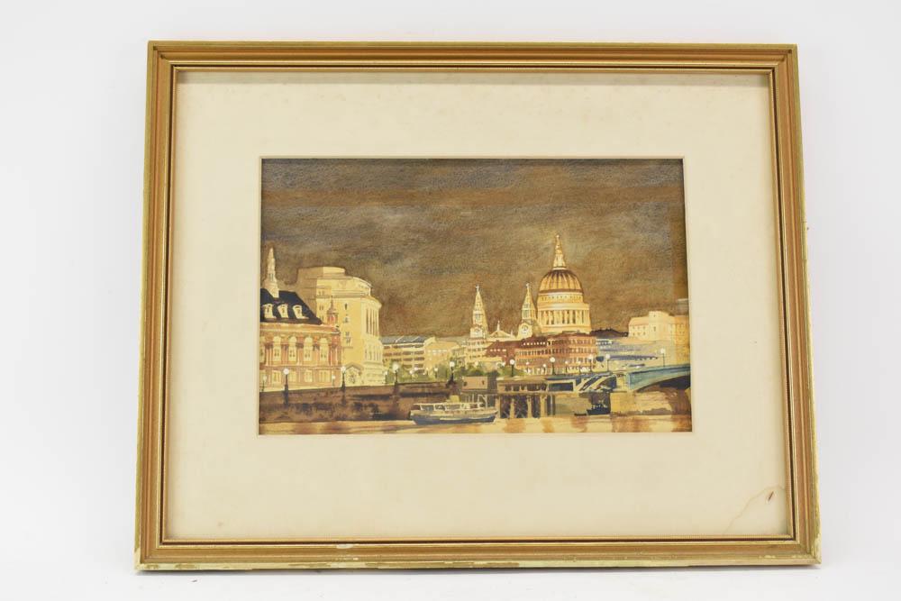 Bert Wright original Watercolor of St Pauls (1 of 7)