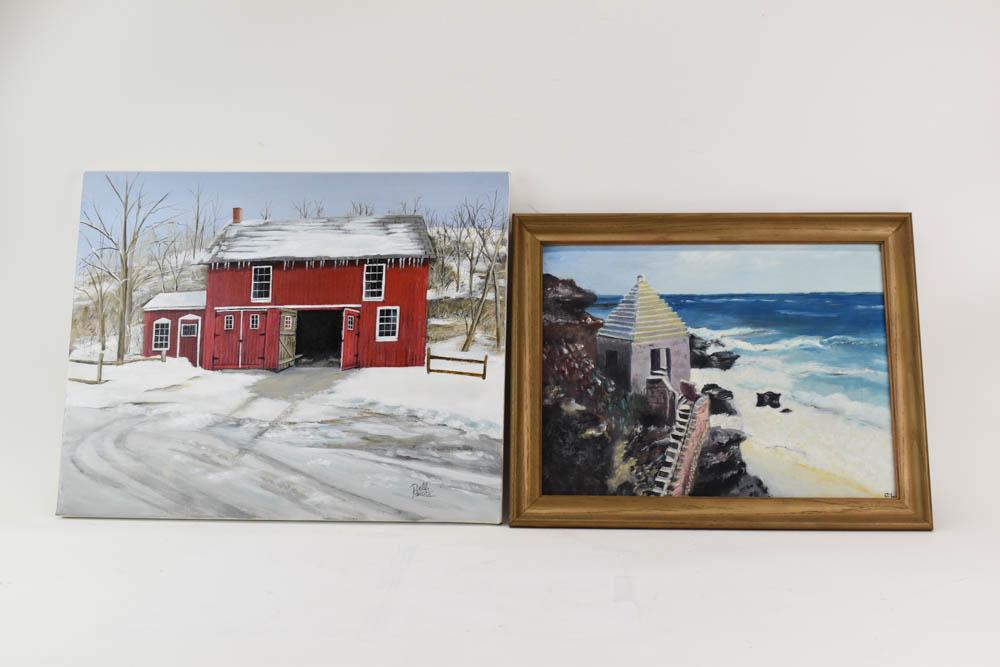 Two Assorted Landscape Oil Paintings (1 of 4)