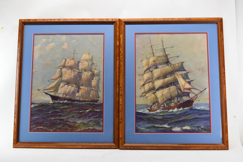 Two Frank Vining Smith of Masted Sailing Ship (1 of 5)