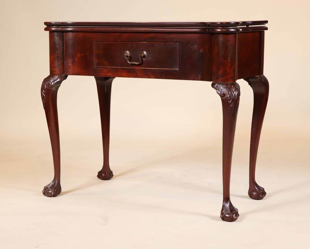 Chippendale Style Gate-Leg Mahogany Games Table (1 of 12)