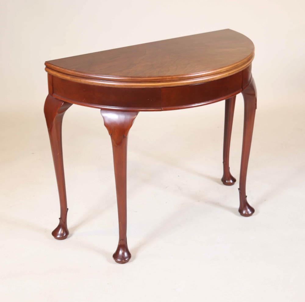 Figured Mahogany Demi-Lune Gate Leg Games Table (1 of 10)