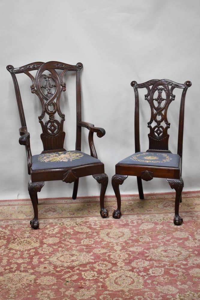 Set of Two Chippendale Style Mahogany Chairs (1 of 15)