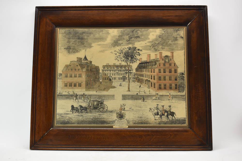 Antique Hand Colored Engraving of Harvard (1 of 4)