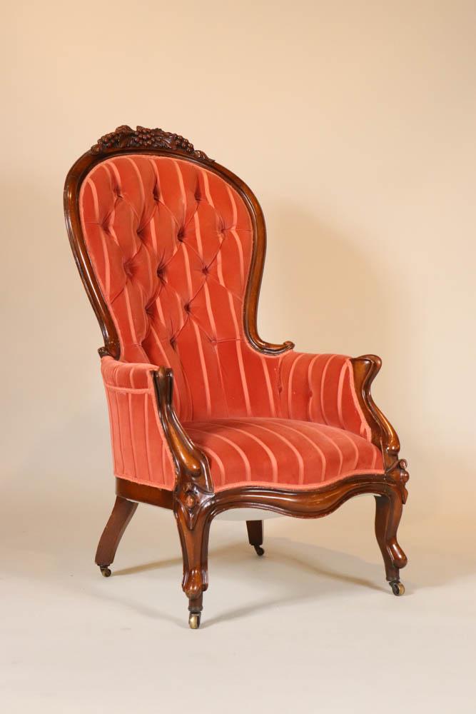 Victorian Carved Walnut Parlor Chair (1 of 9)