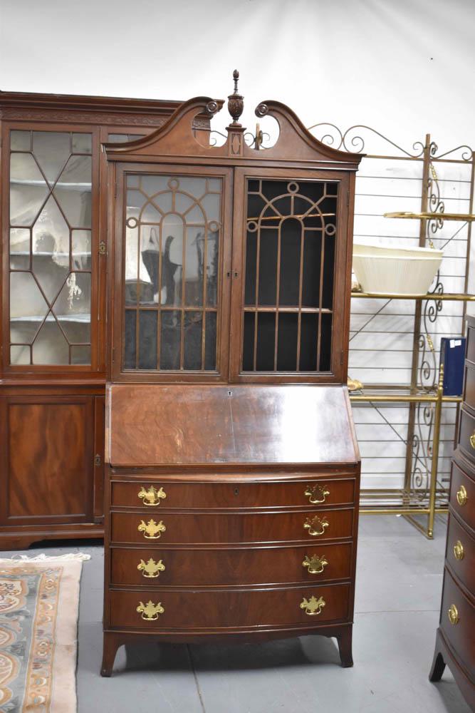 Mahogany Slant Front Secretary Bookcase Cabinet (1 of 8)