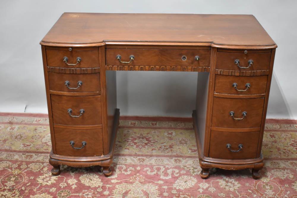 Art Deco Style Mahogany Flat Top Writing Desk (1 of 9)