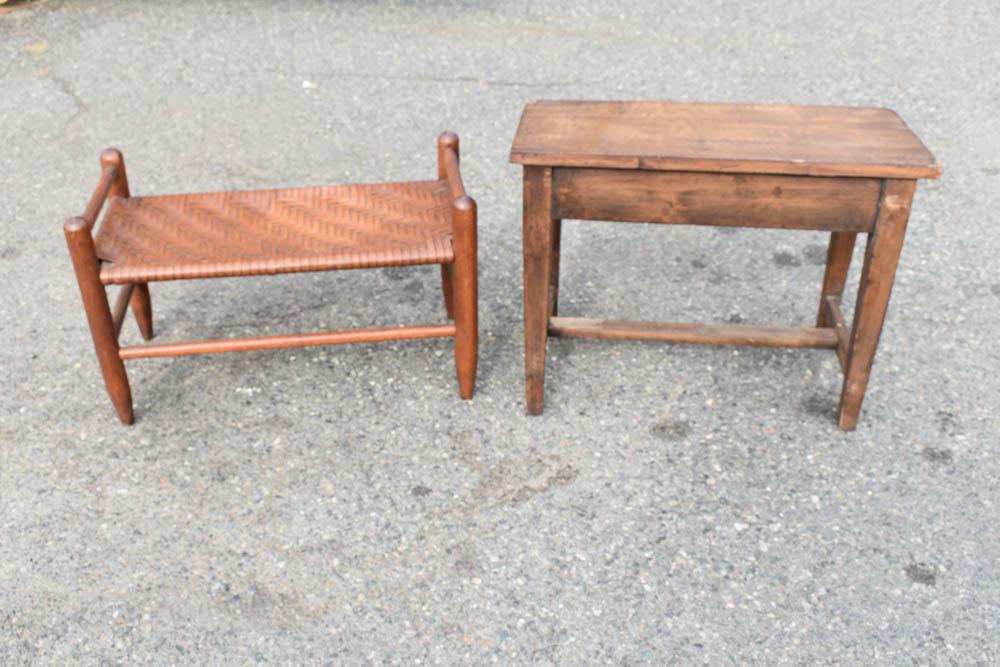 Country Maple Cane Seat Bench (1 of 8)
