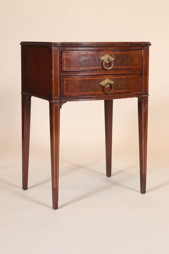 George III Style Inlaid Mahogany Two-Drawer Stand (1 of 9)