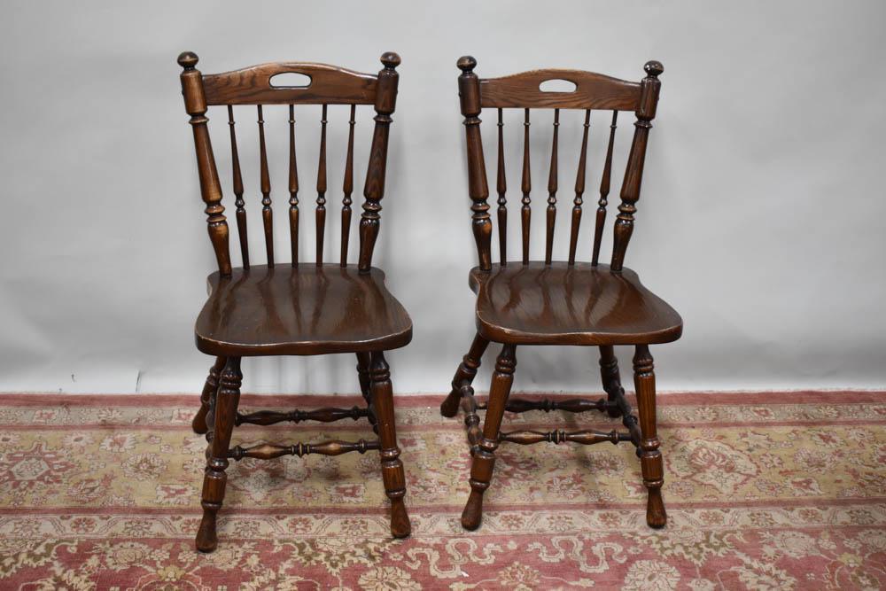 Pair of Oak Spindleback Side Chairs (1 of 9)