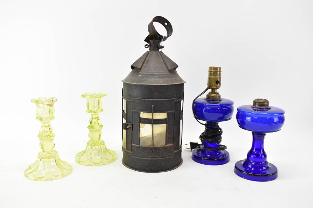 Black Painted Tole Hanging Lantern (1 of 6)