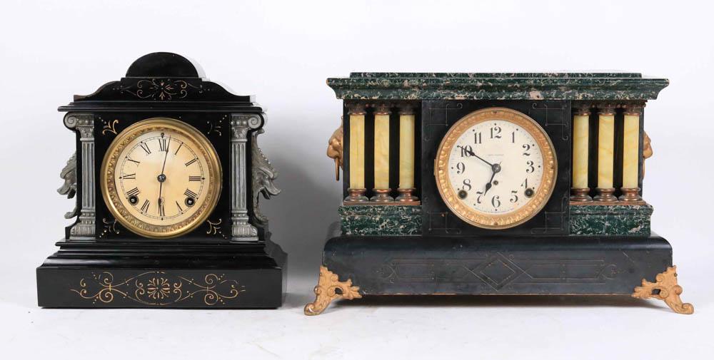 Two Ebonized and Gilt Mantle Clocks (1 of 7)