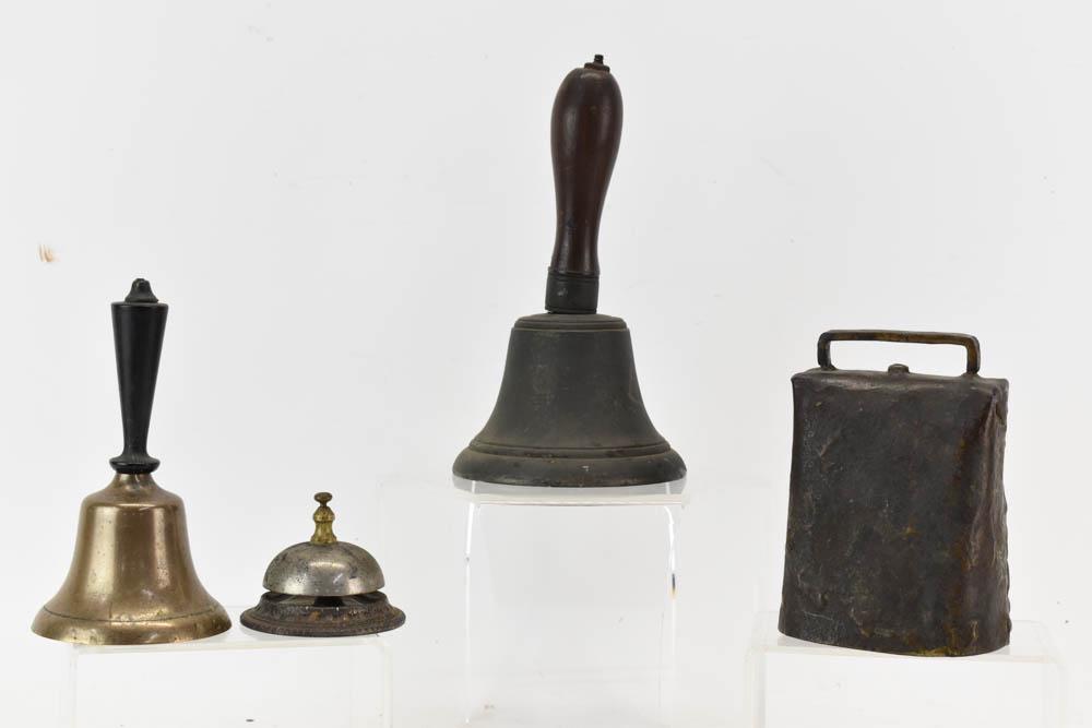 Antique Brass Cowbell and Other Assorted Bells (1 of 6)