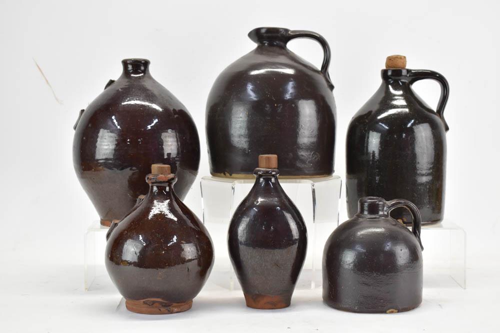 Six Assorted Brown Glazed Jugs (1 of 5)