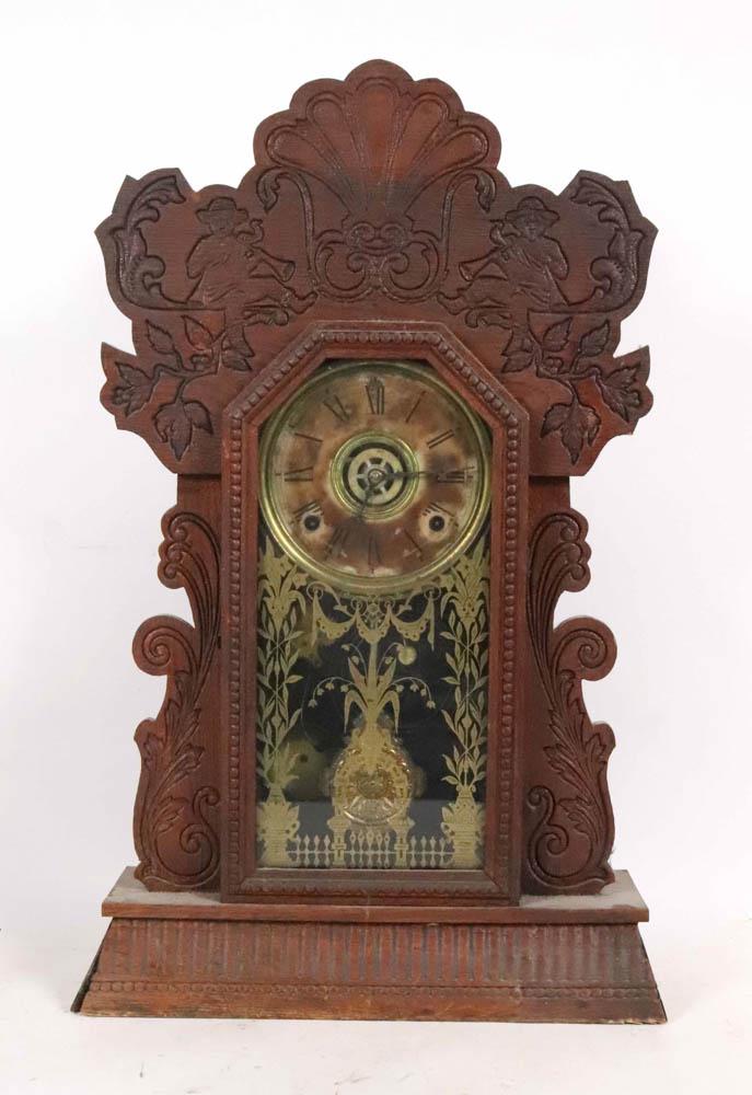 Carved Oak Mantle Clock (1 of 8)