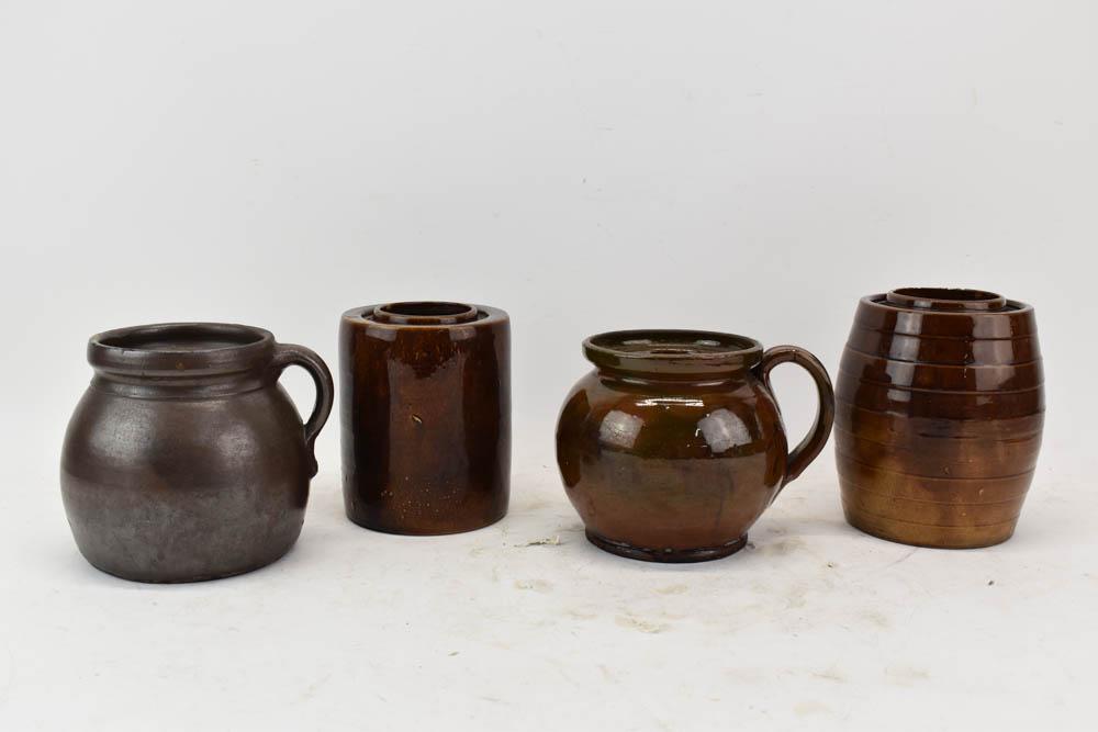 Four Stoneware and Redware Jars (1 of 10)