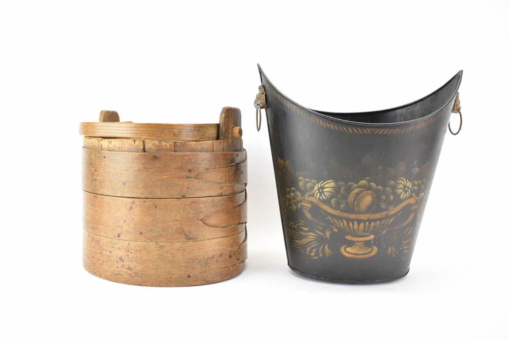 Antique Wooden Shaker Style Bucket (1 of 8)