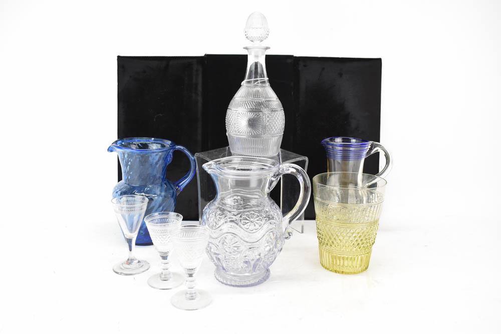 Two Part Blown-Mold Blue Glass Pitcher (1 of 6)