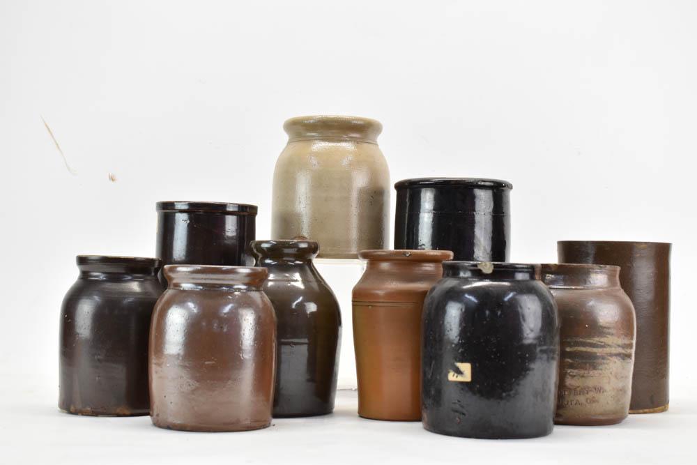 Group of Ten Assorted Earthenware Jars (1 of 8)