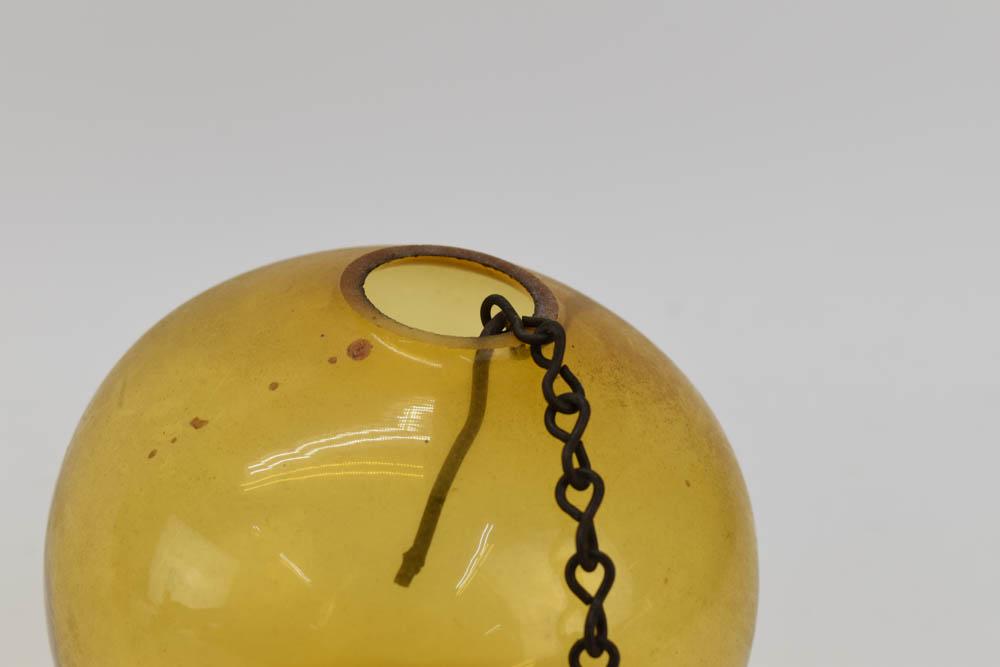 Amber Glass Witches Glass Ball on Chain: Amber Glass Witches Glass Ball on Chain 4"h