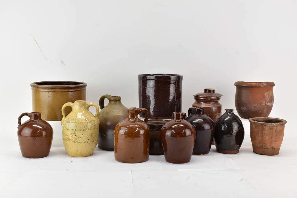 Group of 12 Brown Glazed Stoneware Jugs & Crocks (1 of 7)