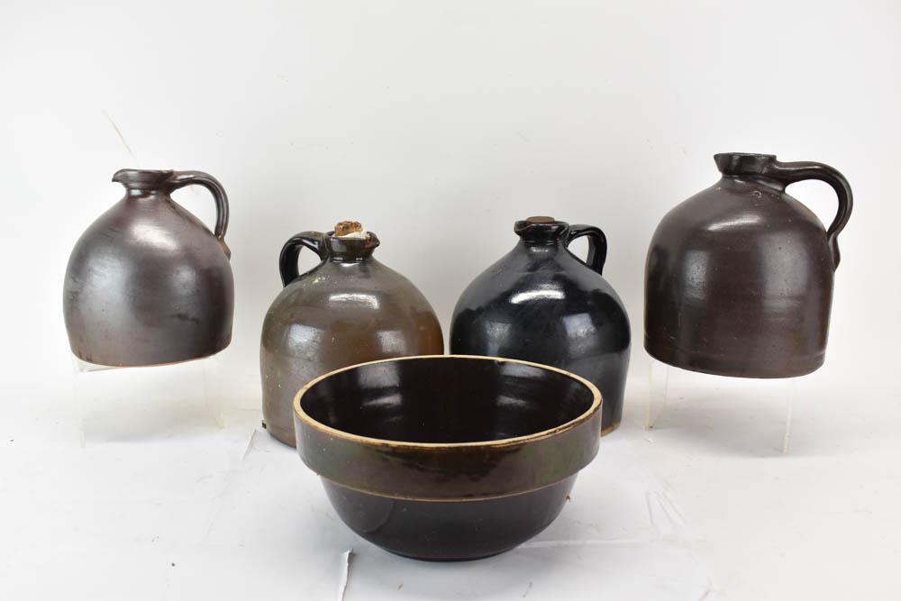 Group of Four Assorted Earthenware Spouted Jugs (1 of 7)
