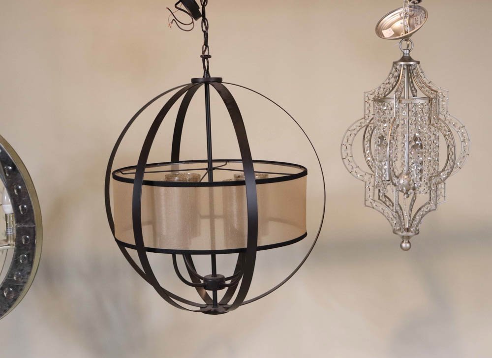 Modern Metal Spherical 4-Light Chandelier (1 of 5)