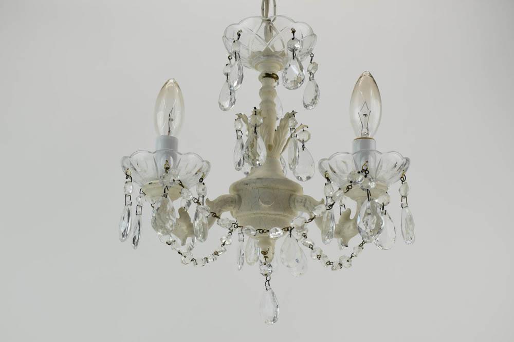 Vintage Three-Light Hanging Metal Chandelier (1 of 3)
