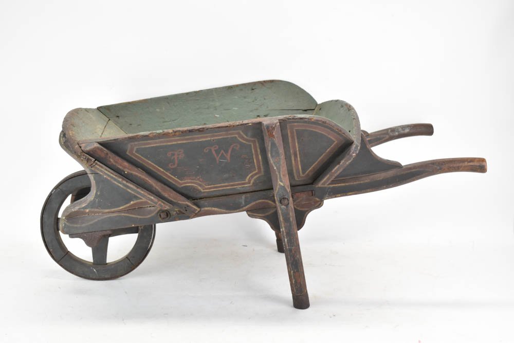 Metal-Mounted and Painted Child's Wheelbarrow (1 of 7)