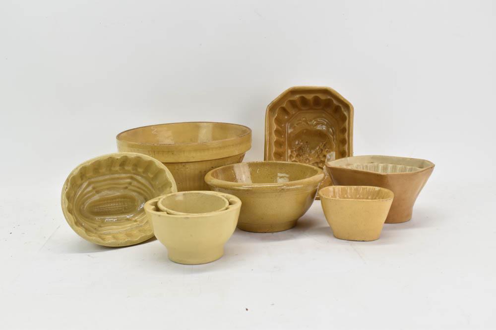 Seven Assorted Yellow Ware Articles (1 of 3)