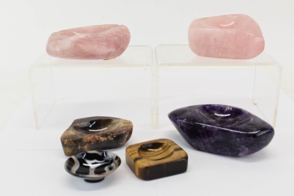 Six Assorted Natural Stone Carved Bowls (1 of 7)