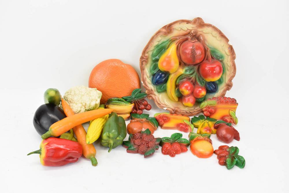 Vintage Plaster Plaque of Fruit and Smaller Fruit (1 of 8)