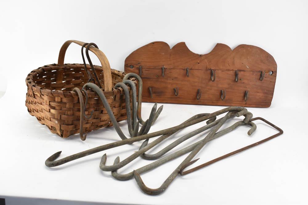 Group of Metal Pot and Meat Hooks (1 of 5)