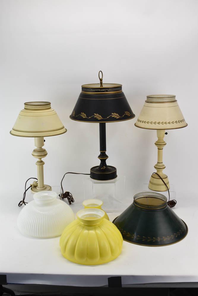 Group of Three Assorted Toleware Style Lamps (1 of 7)