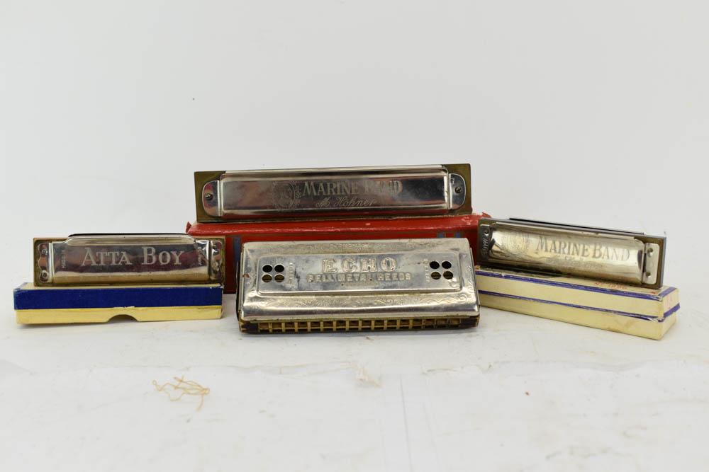 Three Hohner, Germany Marine Band Harmonicas (1 of 6)
