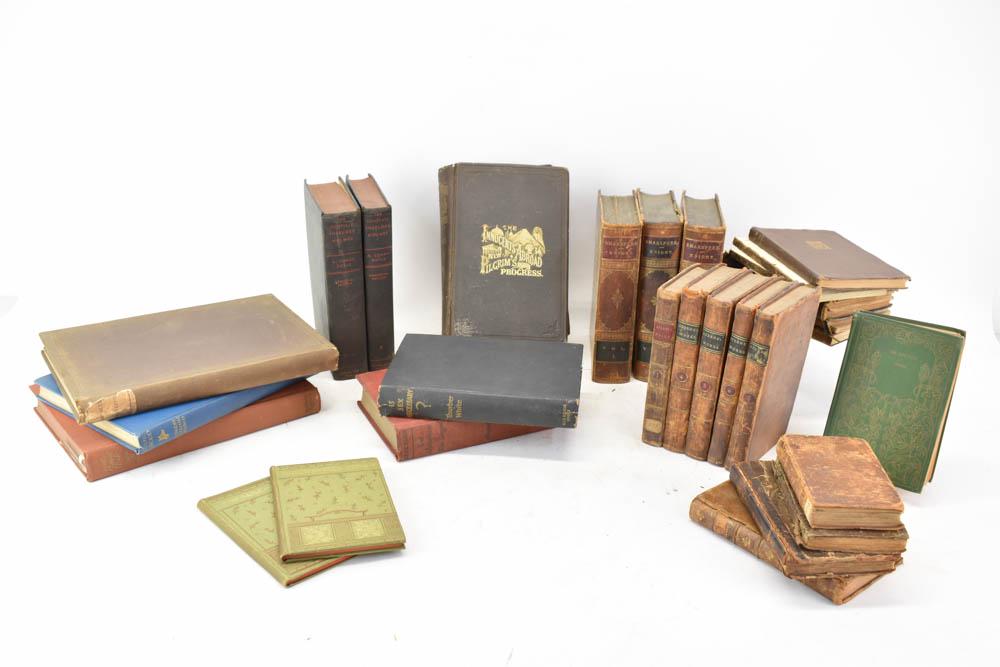 Large Group of Literature Books: Large Group of Literature Books, including the complete works of Laurence Sterne, 1794, vol. II of 'Robinson Crusoe', 1837, and others, appx. 30 books total All books sold "as is." No guarantees made 