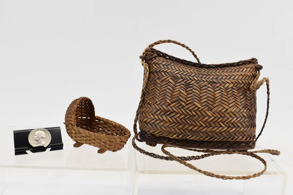 Miniature Hooded Baby Basket Basinet (1 of 7)