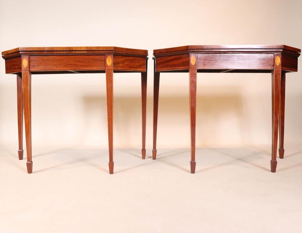 Pair of George III Inlaid Mahogany Card Tables (1 of 6)