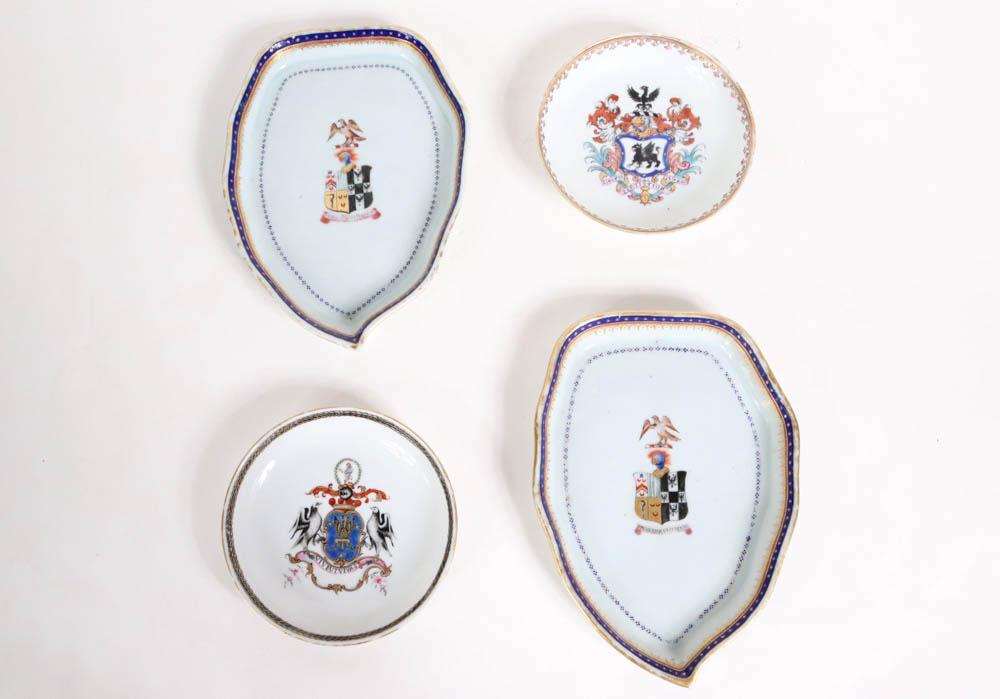 Four Chinese Export Porcelain Armorial Tablewares (1 of 7)