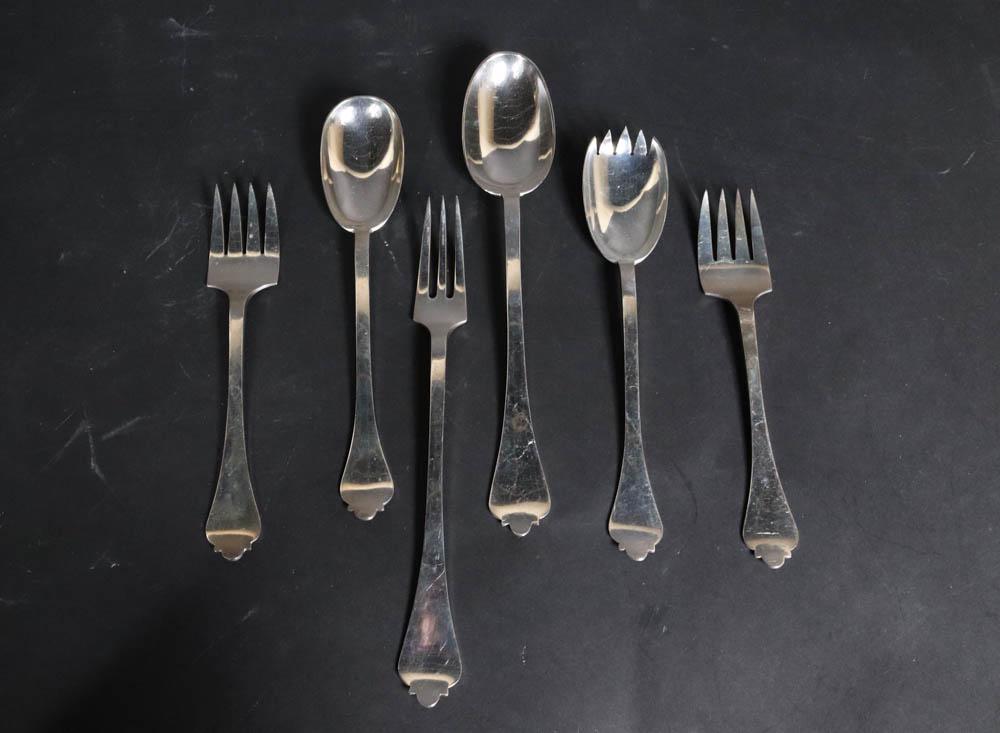 Six English Silver Foxhead Pattern Serving Pieces (1 of 5)