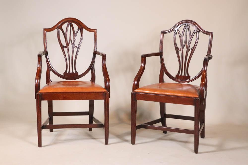 Pair of George III Mahogany Armchairs (1 of 9)