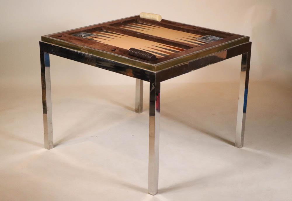 Brass and Chrome Flip Top Backgammon Table (1 of 8)
