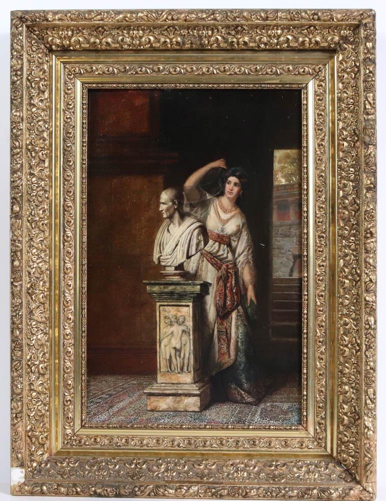 Oil on Panel, Portrait of Woman and Marble Bust (1 of 13)