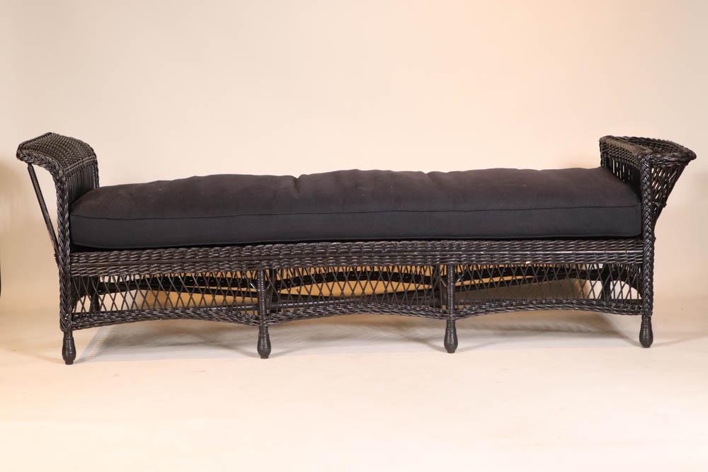 Vintage Black-Painted Wicker Day Bed/Lounger (1 of 4)